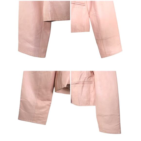 90s Vintage Bagatelle Pink Leather Jacket Pastel Medium Retro - Picture 4 of 11